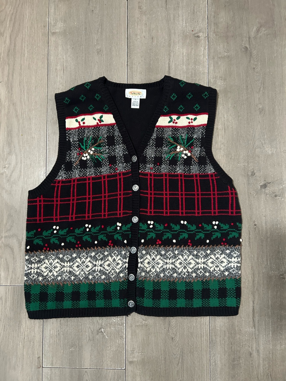 Talbots Sz PL Holiday Christmas Granny Grandma Core Sweater Vest Size